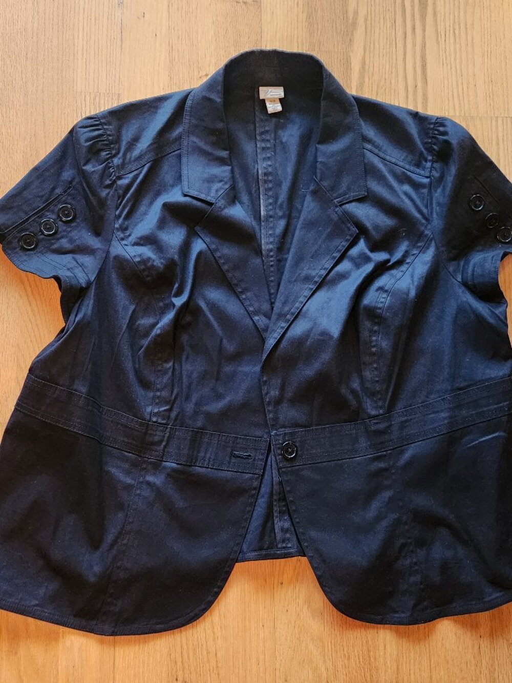 Venezia Women's Blazer Jacket Size 26/28 Black Short Sleeve Unlined